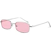 FEISEDY Vintage Small Rectangle Sunglasses Women Men Retro Trendy Square Metal Frame Sun Glasses B2295