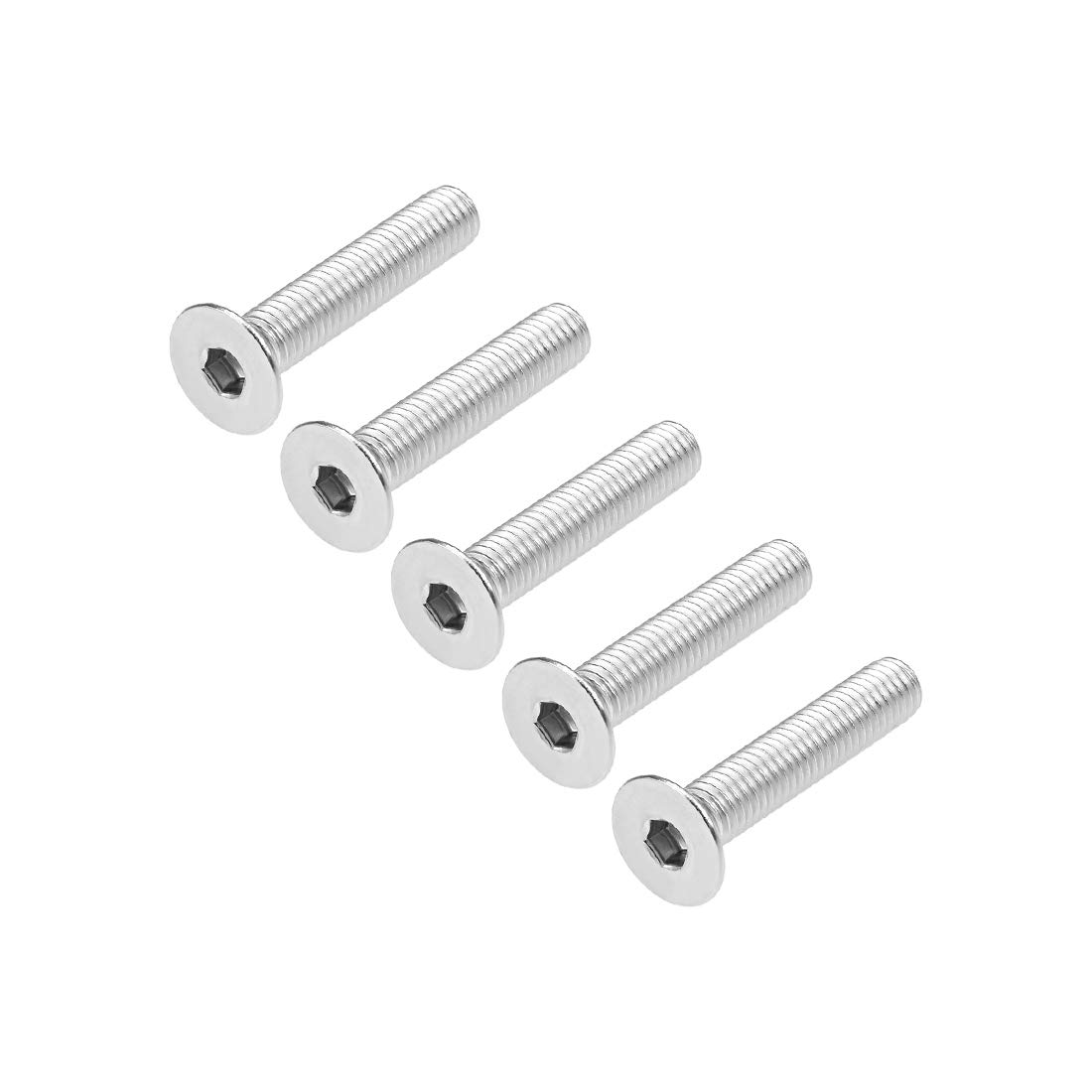 uxcell M8x50mm Flat Head Machine Screws Inner Hex Screw 304 Stainless Steel Fasteners Bolts 5Pcs