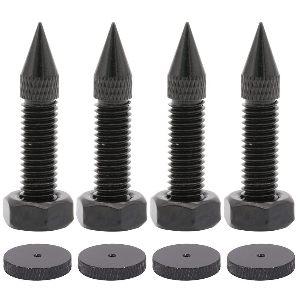 Photo 1 of Flushbay 4 Pack Isolation Spikes Floor Protectors - Adjustable M8 Black Speaker Spikes for Subwoofer, CD DVD Player, Turntable, Recorder Chassis With Isolation Feet Pad