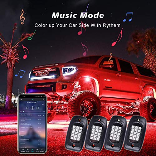 Morefulls-LED-Rock-Lights-Multicolor-Exterior-Light-RGB-Underglow-Neon-Lights-4-Pods-Waterproof-with-APP-Control-Music-Mode-for-Truck-Car-UTV-ATV-SUV-Jeep-4X4