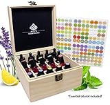 SXC Essential Oil Wooden Box Organizer Wood Storage Case Holds and Protects 25 Oils, Compact size for Travel and Presentations, Small