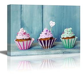 Three Colorful Cupcakes Icecream Wall Decor