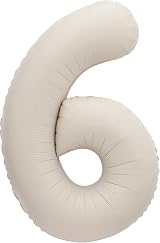 Unique Giant Foil Number 6 Balloon 86 cm Matte Nude