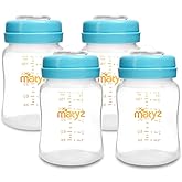 Matyz 4-Pack Wide Mouth Breast Milk Storage Containers with Lids (Blue, 6oz Each) - Freezer Safe Breastmilk Storage Bottles -