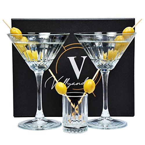 Vallyand Martini-Gläser-Set – Kristall-Cocktailgläser, 2 Stück, mit gratis Schnapsglas und Luxus-Geschenkbox – Martini… – Bild 7