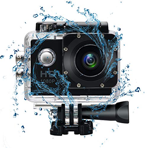 Waterproof Underwater Action Video Cameras for Snorkeling,Sports Action Video Cameras for Motorcycle Helmet/Skiing/Climbing/Diving-30M Waterproof with Mounting Accessories