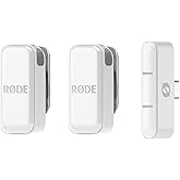 R&Oslash;DE Wireless Micro (2 Mics + Case), USB-C for Smartphones, White | Two Mics with Charge Case for Smartphone Content Creation - USB-C