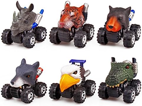 ZHMY Dinosaur Toys, Pull Back Dinosaur Cars, Creative Gifts for 3-12 Year Old Boys Girls, 6-Pack (Animal)