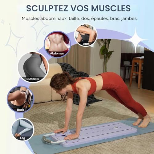 ExeractFit Mini Reformer Pilates Kit with Pilates Bar and Resistance Bands, Pilates Board Pilate Board Home Multifunctional Abdominal Roller Workout Equipment