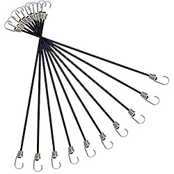 10 Pack Mini Bungee Cords with Hooks, 9 Inch Rubber
