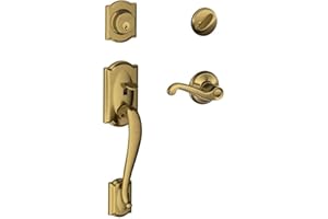 SCHLAGE Lock Company Camelot Single Cylinder Handleset and Right Hand Flair Lever, Antique Brass (F60 CAM 609 FLA RH)
