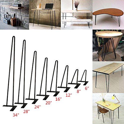image for Boshen 3-Rod 2-Rod Table Desk Bar Hairpin Legs Metal Set of 4 6