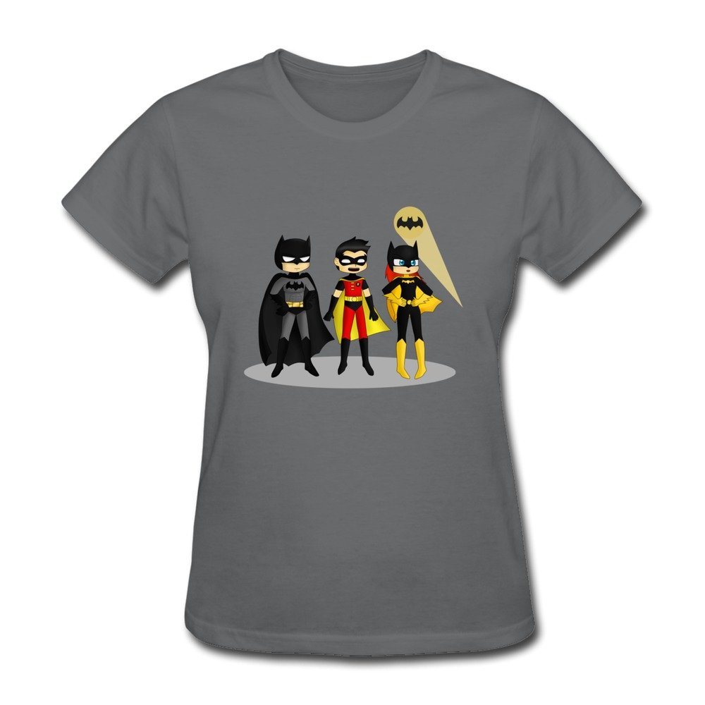 Organic Cotton Round Neck Funny Batman Robin Batgirl Womens T Shirts