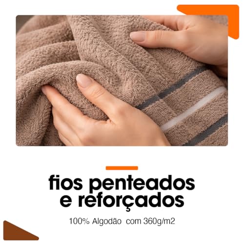 Toalha Banho Gigante Algodão Luxo Macia Alta Absorção Felpuda Premium Fio Penteado Hotel Spa Cor Taupe