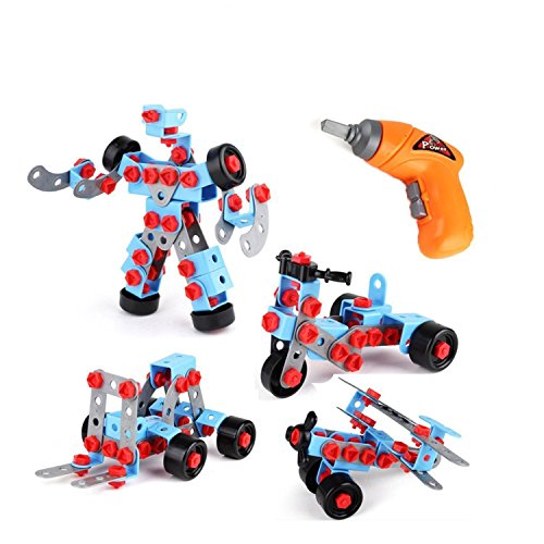 RAINBOW TOYFROG STEM Learning Take apart Educational Construction Engineering with ELECTRIC Toy DRILL Building Blocks Set -286 Pieces Best Toy Gift for Kids Age 6+