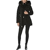 Laundry by Shelli Segal Women's Windbreaker Puffer Coat– Mid-length Fit & Flare Jacket, Side Velvet Tape