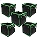 CASOLLY Square Grow Bags 5 Gallon 5 Pack, Thick Nonwoven Fabric Plant Pots with Green Handles,Heavy Duty Handle Plant Grow Pots