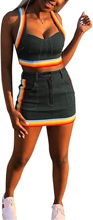 denim rainbow two piece