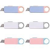 6 PCS Mini Box Cutter,Retractable Letter Opener ,Utility Knives ,Small Package Box Opener,Envelope Slitter for Box Letter Env