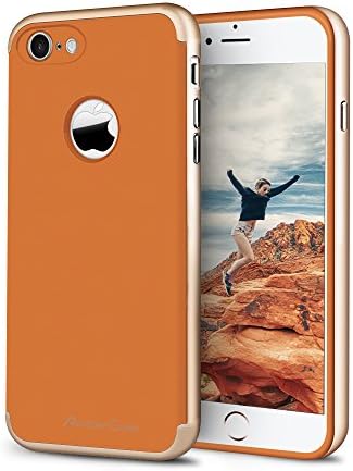 iPhone 7 Case, Ambercase Drop Protection Slim Flexible TPU Case Cover with PC Bumper, Shock Absorption Anti-Slip/Scratch Grip Case for Apple iPhone 7 (4.7 Inch)-Orange &amp; Rose Gold