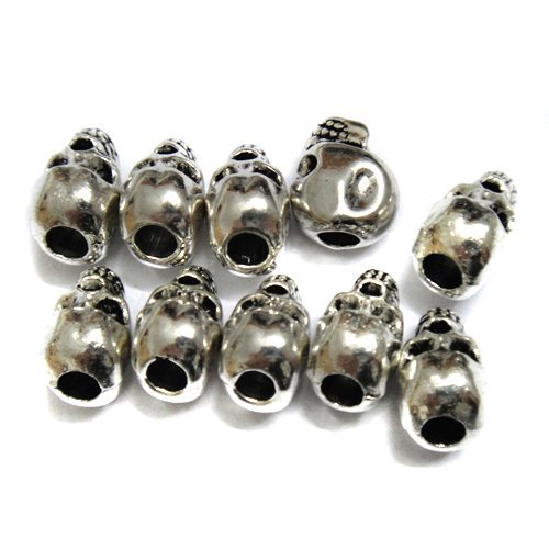 QTMY 50 PCS 4mm Macroporous Skull Spacer Beads for Jewelry Making Supplies in Bulk