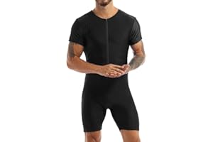 easyforever Men's Stretchy Short Sleeves Leotard Gym Workout Athletic Wrestling Singlet Bodysuit