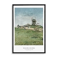 Framed Canvas Wall Art The Starry Night by Vincent Van Gogh Canvas Prints Home Artwork Decoration for Living Room,Bedroom - 16x24 inches