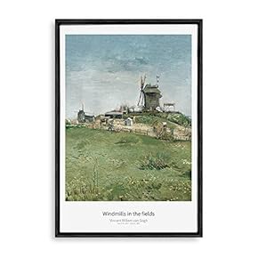 Framed Canvas Wall Art The Starry Night by Vincent Van Gogh Canvas Prints Home Artwork Decoration for Living Room,Bedroom - 16x24 inches