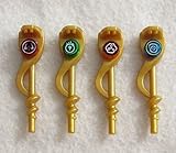 4 New Ninjago Serpent Staffs Golden Serpentine Weapons Gold Snake Lego Stick Lot