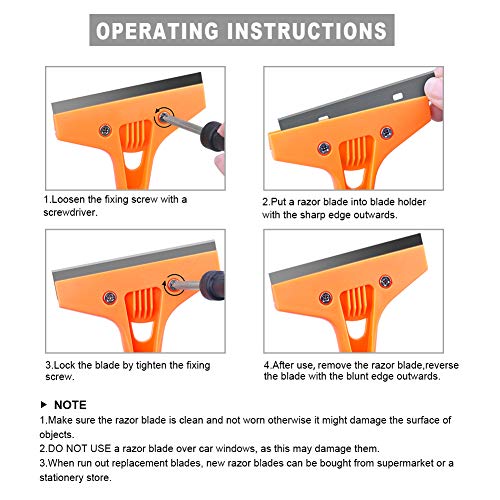 4" Razor Blade Tile Scraper Tool with Handle, Window Glass Wallpaper