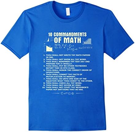 Men's 10 Commandments Of Math T-Shirt - Gift for Math Teacher Large Royal Blue
