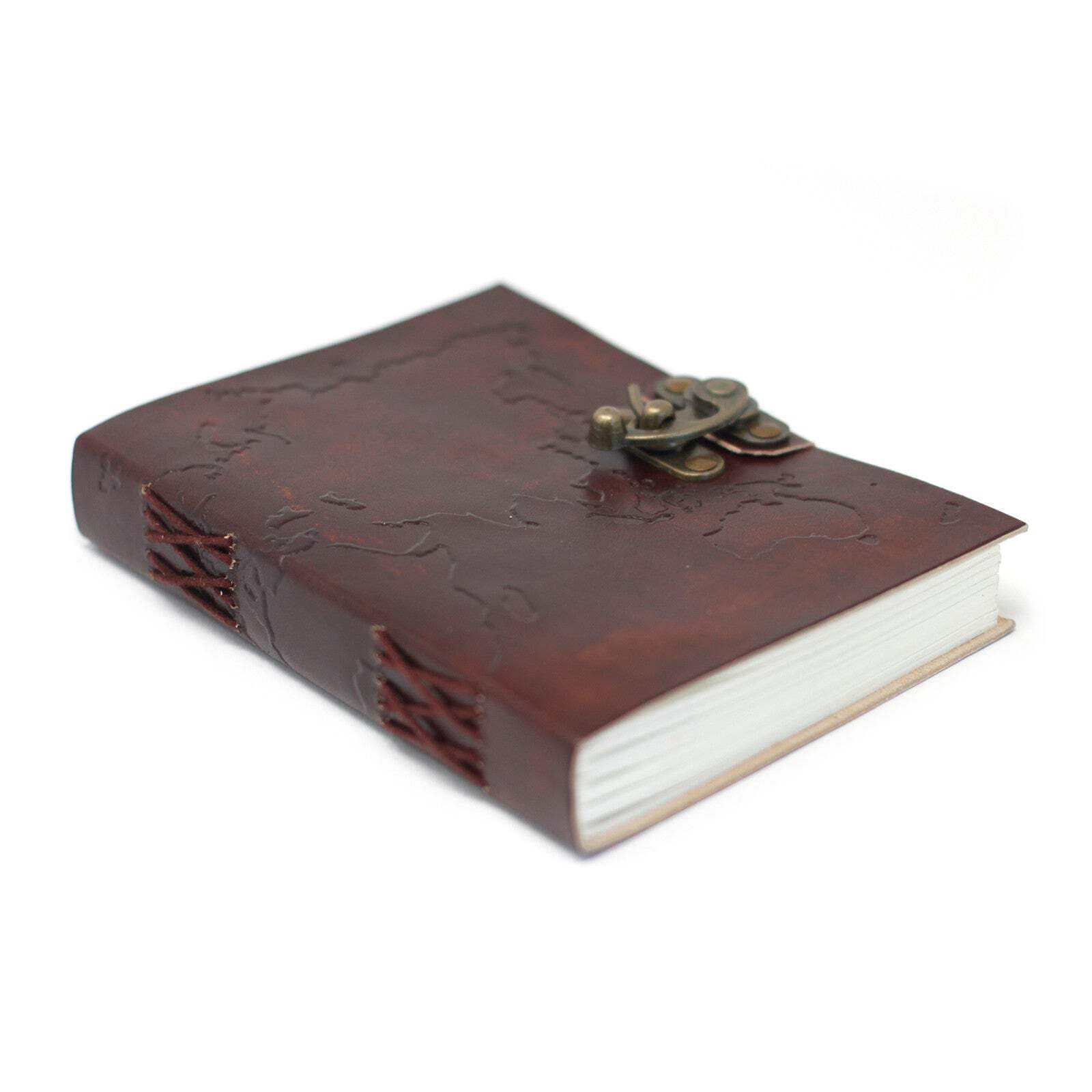 Ancient Wisdom Leather World Map & Stitching Notebook (7x5)