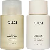 OUAI Fine Hair Shampoo &amp; Conditioner Set - Travel Size (3 Oz) | Volumizing Shampoo &amp; Conditioner - With Strengthening Keratin, Biotin &amp; Chia Seed Oil - Sulfate, Paraben &amp; Phthalate Free