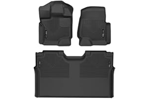 Husky Liners X-act Contour Floor Mats | Fits 2015-2024 Ford F-150 (Includes 2022-2024 Lightning) SuperCrew Without Fold Flat Storage (Full Coverage) | Front & 2nd Row, 3-pc Black - 53498