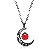 Joyline Gothic Moon Necklace for Women Men Purple Crystal Punk Style Pendant Necklaces Black Crescent Dark Goth Vintage Jewelry Halloween Costume