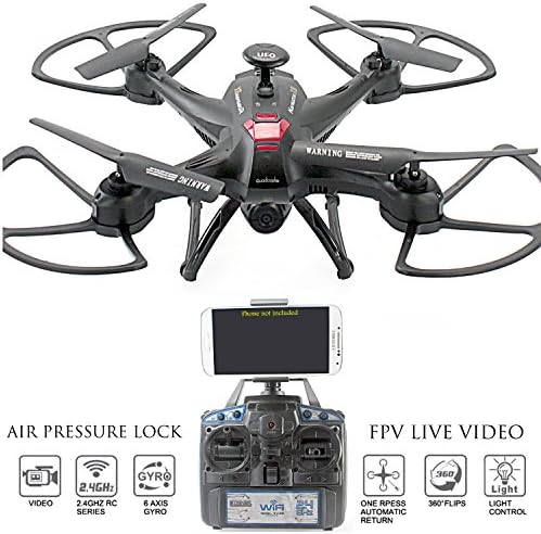 KiiToys Camera Drone with Live Video - Navigator FPV High Speed Quadcopter, First Person View Flight in Real Time with Virtual Reality VR, Air Pressure Sensor Attitude Lock, Easy Control