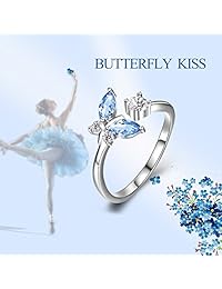 AOBOCO Sterling Silver Butterfly Series Jewelry with Blue Swarovski Crystal