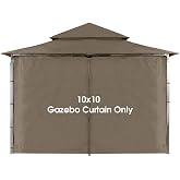 ABCCANOPY Gazebo Replacement Privacy Curtain 10' x 10' Gazebo Side Wall, Outdoor Universal Privacy Panel with Zipper (Brown, 1 Panel Only)