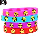 Big Mo's Toys Emoji Silicone Bracelets Party Favors - Pinata / Goody Bag Fillers for Every Event - 36 Pieces