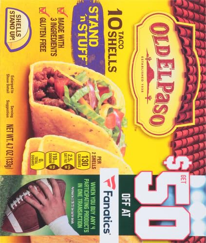 OLD EL PASO STAND ‘N STUFF TACO SHELLS, GLUTEN FREE, MEAL PREP, 10 CT, 4.7 OZ