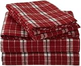 Pinzon Lightweight Cotton Flannel Sheet Set - Twin, Bordeaux Plaid