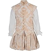 Willyacos Renaissance Tudor Costume - Men's Elizabethan Era Prince Tudor King Doublet & Vest with Pumpkin Pants