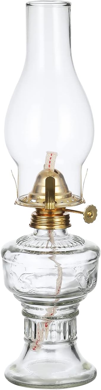 Oil Lamps & Accessories - Oil Lamp Lantern 12.5'' Vintage Clear Glass Kerosene Lamp Chamber Oil Lamps for Indoor Use Home Decor Lighting Rustic Hurricane lamp Classic Old Oil Lantern