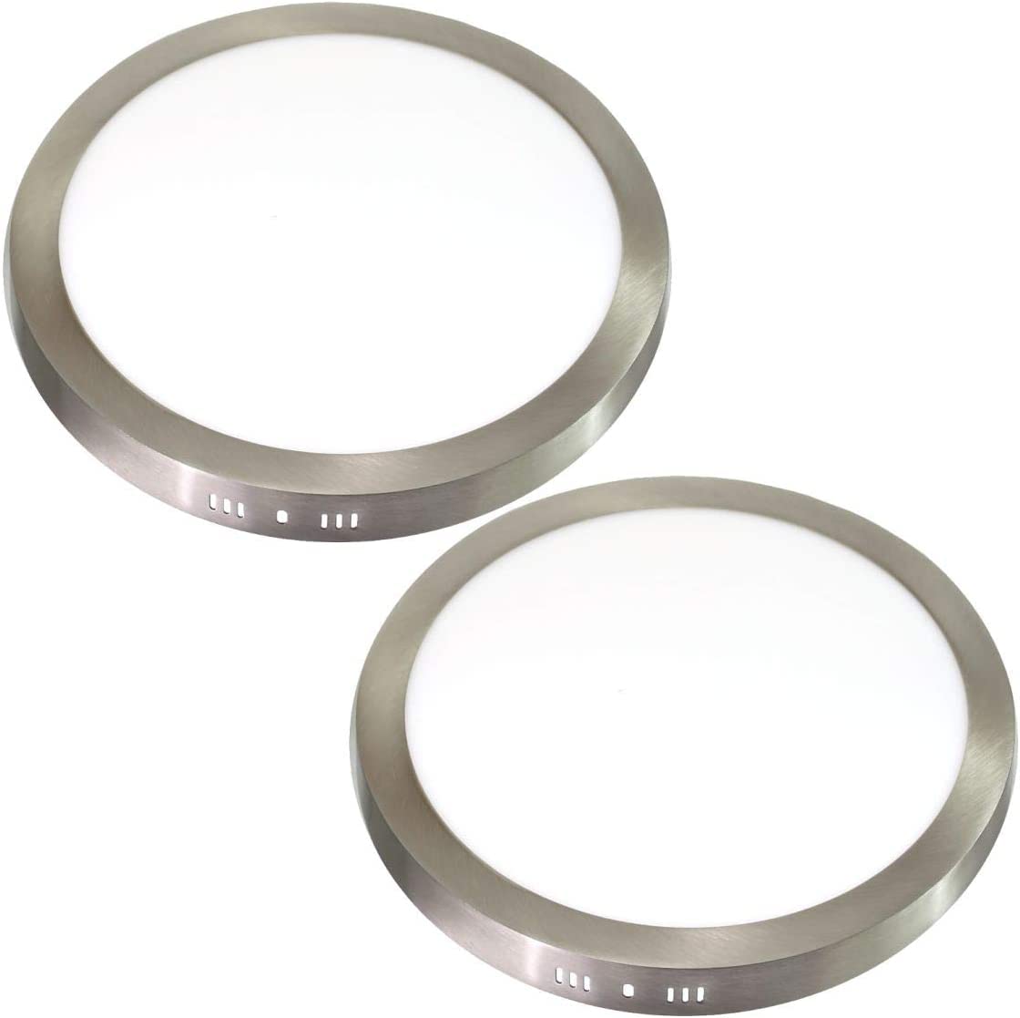 JANDEI - 2-Pack Round LED Downlight Panel - Ceiling and Wall Mount - Steel Finish - 1440 Lumen 18W 4000K - 220-240Vac-180-220V 50-60Hz -IP20 - Indoor - 22.5cm - Neutral White