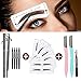 SLZZSL Eyebrow Pencil Stencil Shaper Sticker Razor Set/3D Long Lasting Waterproof Eyebrow Pencil with Replaceable Head Brow Brush/Reusable DIY Eyebrow Makeup Grooming Kit Tools