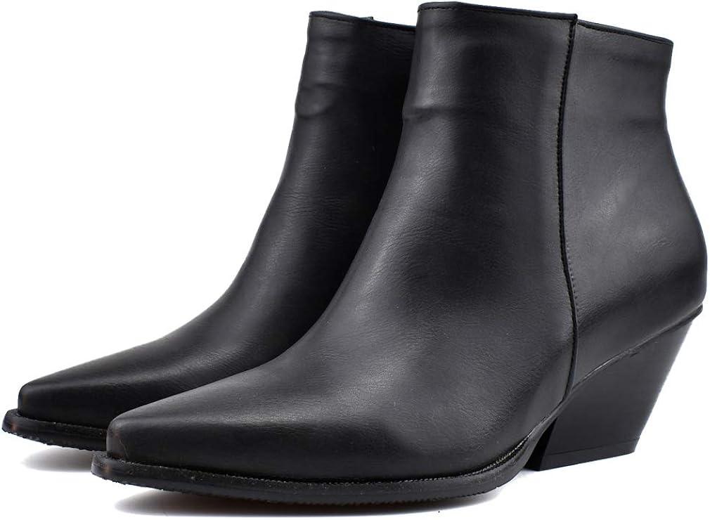 black ankle boots medium heel