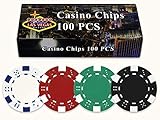 DA VINCI 100 Dice Striped Poker Chips in Las Vegas Gift Box, 11.5gm