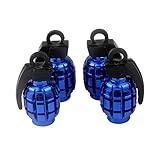 Senzeal 4X Aluminum Grenade Bomb Style Universal Car Truck Motocycle Wheel Tyre Valve Caps Bicycle Tire Air Valve Cover Blue