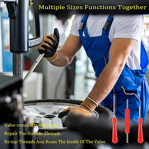 ZHSMS Valve Core Tool Set with Tire Pressure Gauge 20Pcs Valve Cores 10Pcs Tire Valve Caps 4-Way Valve Tool Dual Single Head Valve Core Remover Tire Repair Tool