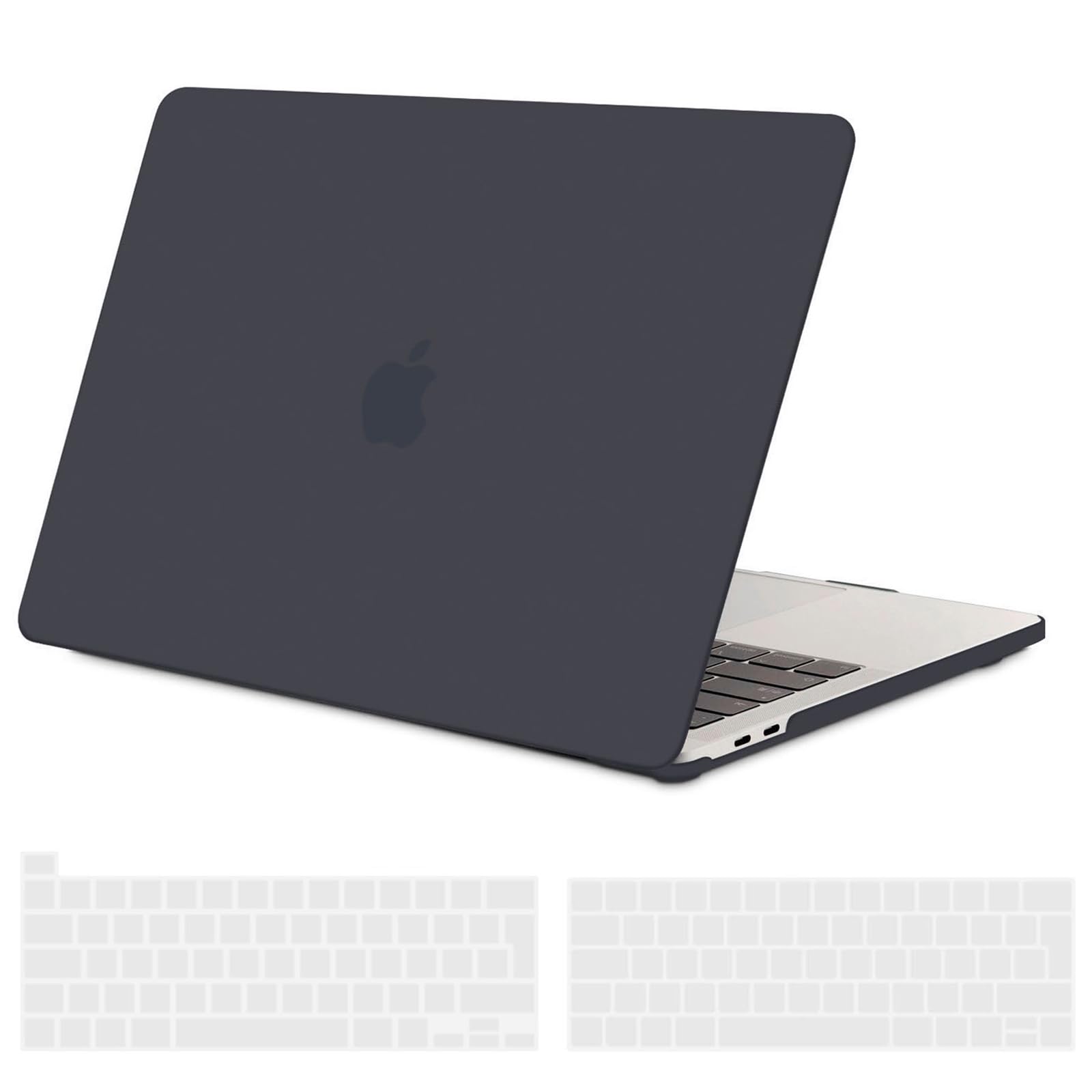 TECOOL Case compatible with MacBook Pro 13 inch 2016-2022 (M2 M1 A2338/A2289/A2251/A2159/A1989/A1706/A1708), Plastic Snap On Hard Shell Cover & UK EU Keyboard Protector, Grey-Black (Matte)